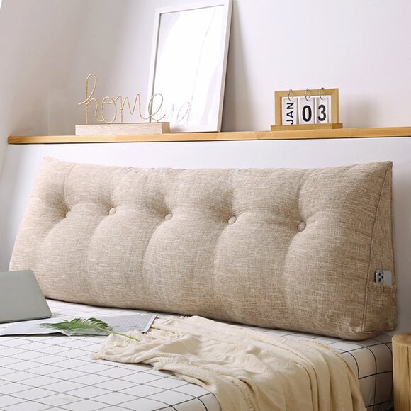 SOGA 180cm Beige Wedge Bed Cushion - Picture 3 of 16